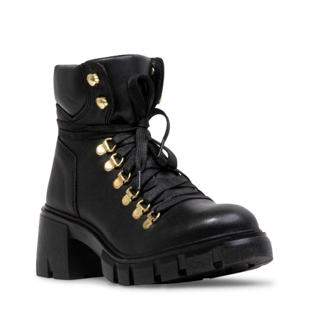Steve Madden Hint Chunky Leather Lug Sole Combat Boots. Size 10